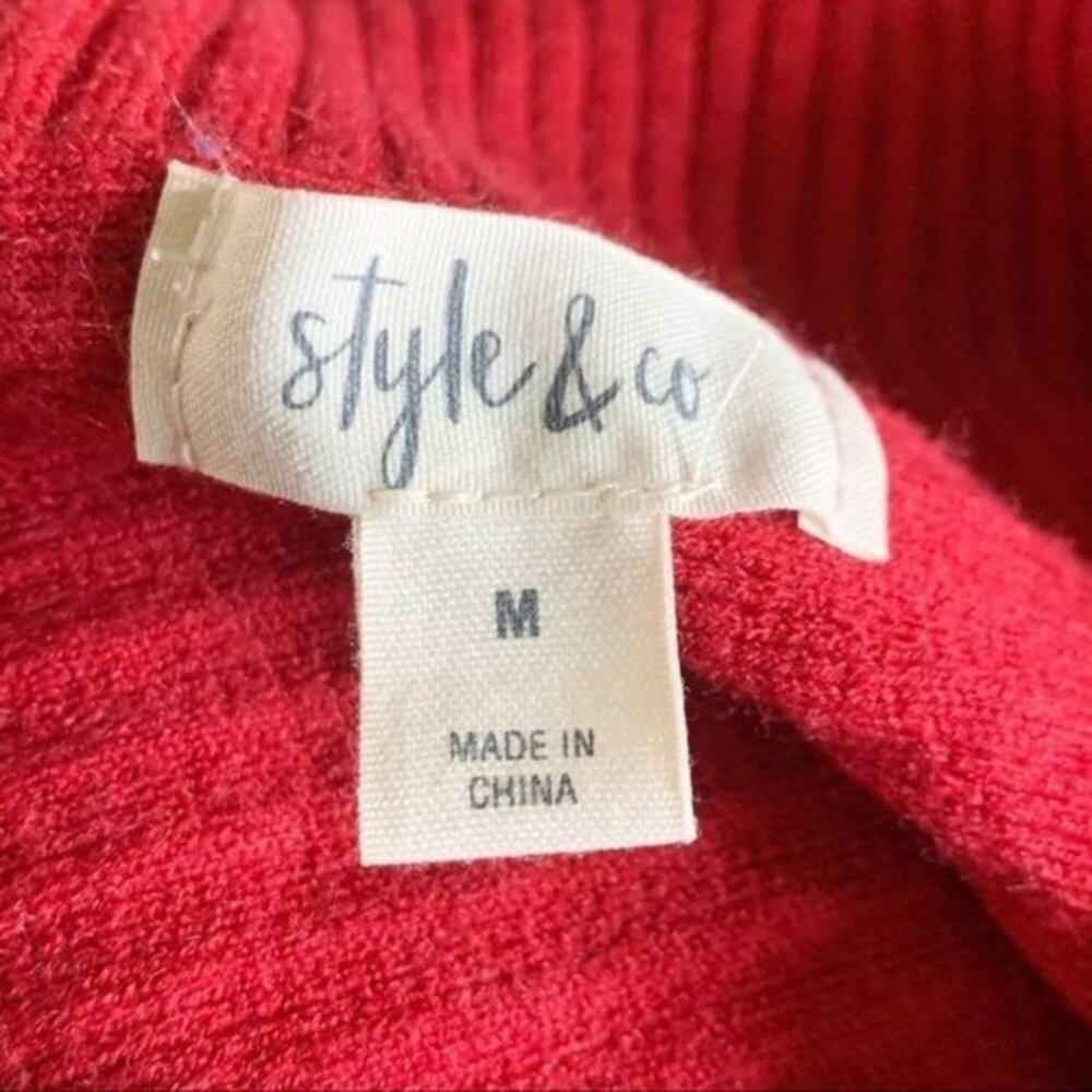 Style & Co Red Ribbed Knit Sweater Size M - Picture 3 of 9